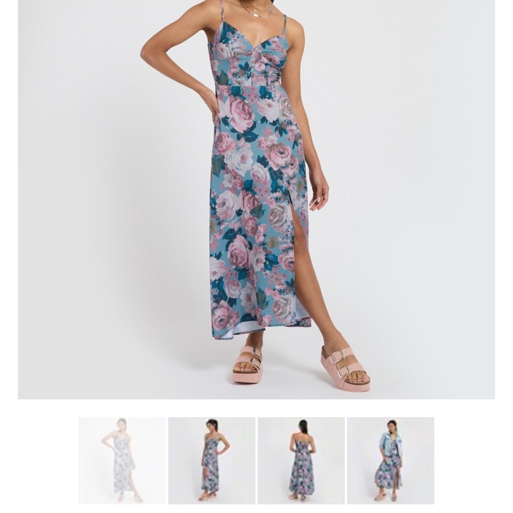 NWT Dry Goods Emerald Sundae Floral Corset Maxi Dress in Blue and Pink